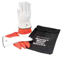 KIT DE GUANTES ENCON DIELECTRICOS CLASE 00 CGUANTE DE CAUCHO NARANJA Y GUANTE PROTECTOR DE PIEL T9