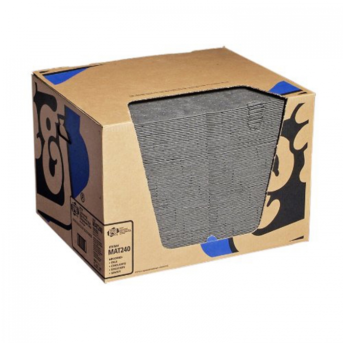 TAPETE ABSORBENTE NEW PIG DE POLIPROPILENO GRIS DE 15 IN X 20 IN CAJA DISPENSADORA C100 PIEZAS