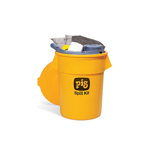 KIT PDERRAMES NEW PIG UNIVERSAL CAP DE ABSORBENCIA 39 GAL CCONTENEDOR AMARILLO 55 GAL