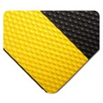 Tapete Antifatiga Wearwell Kushion Walk sin Ranuras Negro con Amarillo de 3 Ft X 5 Ft