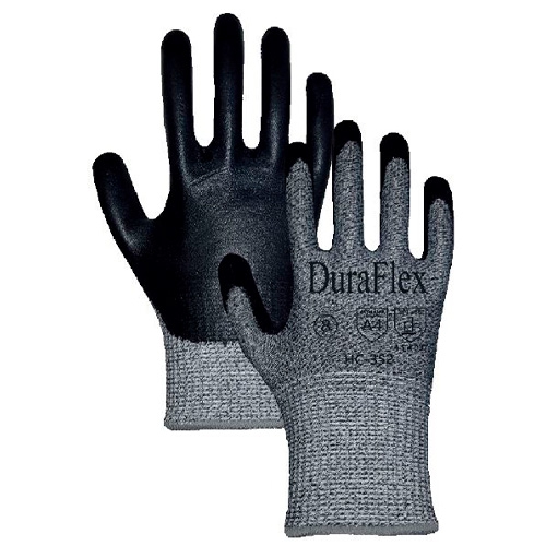 GUANTE GISA DURAFLEX DE HDPE GRIS CRECUBIERTO DE NITRILO EN PALMA RESISTENCIA AL CORTE T7