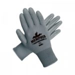 GUANTE MCR DE POLIESTER GRIS RECUBRIMIENTO DE PU EN PALMA Y DEDOS TL