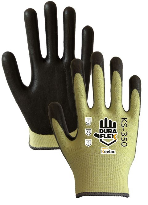 GUANTE GISA KS350 FORRO KEVLAR VERDE CRECUBRIMIENTO DE NITRILO ESPUMADO NEGRO T9