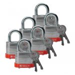 CANDADO BRADY DE ACERO TOPE NARANJA 5 PERNOS ARCO DE 34 IN C6 PZAS LLAVE DIFERENTE