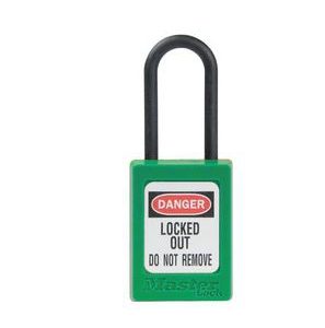 CANDADO DIELECTRICO MASTER LOCK DE TERMOPLASTICO VERDE GRILLETE DE NYLON DE 316 IN CLLAVE IGUAL
