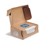 TAPETE ABSORBENTE NEW PIG DE RAYONPOLIESTER BLANCO DE 14 IN X 18 IN CAJA DISPENSADORA C300 PZAS