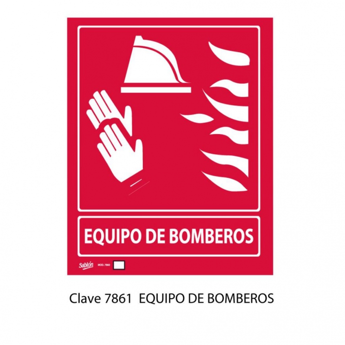 POSTER SABLON 7861 LAMINA 40X34 BOMBEROS BLANCO IMPRESO ROJO